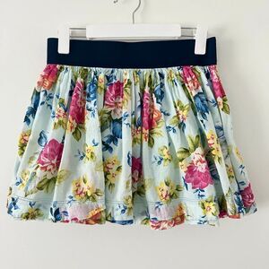 Abercrombie & Fitch Light Blue Floral Wide Waist Ruffle Y2K Skater Mini Skirt M
